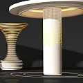 Modern Architectural Column Designs With Curved Tops Striped Patterns And Illuminated Bases