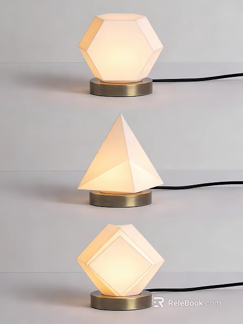 Modern Pyramid Shaped Table Lamp With Metal Base And Soft Lighting 3d model 