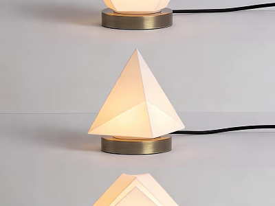 Modern Pyramid Shaped Table Lamp With Metal Base And Soft Lighting 3d model