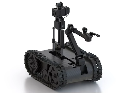 Smart Machine With Tracked Base Robotic Arm And Camera Sensor 3d model