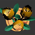 Yellow Tulips In Terracotta Pot With Green Leaves And Red Soil
