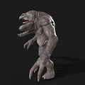 Game Movie Monster Character With Gray Skin Open Mouth Sharp Teeth And Long Claws