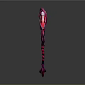 Purple Pink Sci Fi Scythe Weapon With Glowing Red Details And Long Handle