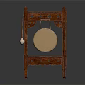 Traditional Chinese Gong Musical Instrument With Handcrafted Wooden Frame And Hanging Mallet