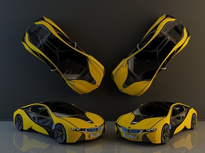 Yellow sports car 3d model