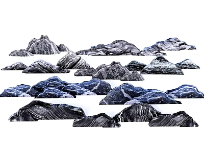 Decorative Garden Ornaments With Various Shaped Rock Formations And Natural Textures 3d model