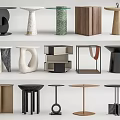 Various Modern Side Table Designs With Different Styles And Materials For Home Decor 3d model
