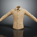 Beige Classic Coat With Collar Buttons And Front Pockets Design 3d model