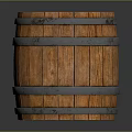 Rustic Wooden Barrel With Metal Hoops And Polished Wooden Surface