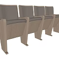 Four Public Chairs With Gray Cushions Light Frame And Perforated Side Panels 3d model