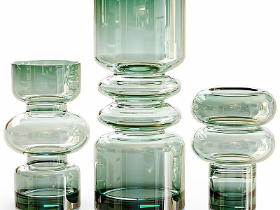 Modern Ceramic Vessels With Layered Structure And Green Transparent Design For Home Decor 3d model