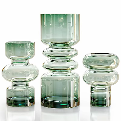 Modern Ceramic Vessels With Layered Structure And Green Transparent Design For Home Decor 3d model