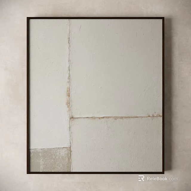 White Wall with Black Frame Featuring Patched Panels and Minimalist Rustic Texture 3d model 