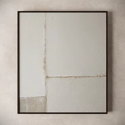 White Wall with Black Frame Featuring Patched Panels and Minimalist Rustic Texture 3d model