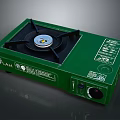 Green Portable Single Burner Gas Stove Kitchen Appliance with Control Knob and Instruction Labels