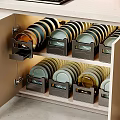 Modern Beige Bathroom Cabinet With Metal Dividers And Lighted Interior For Organized Storage