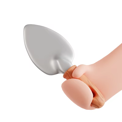 Cartoon Game or Movie Character Hand Holding Silver Spatula With Brown Handle 3d model