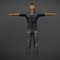 3D Character Model With Mohawk Hairstyle Plaid Shirt Jeans And Outstretched Arms