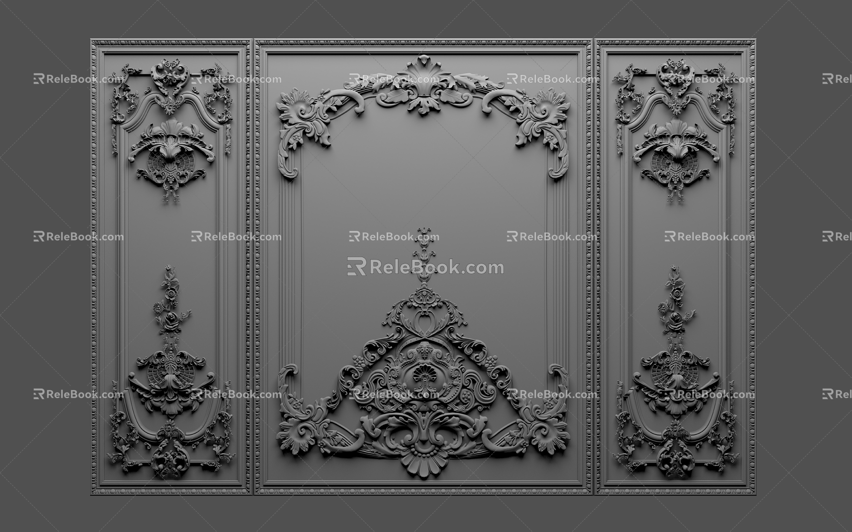 European-style wall plaster pieces 3d model