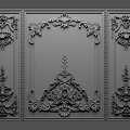 European-style wall plaster pieces 3d model