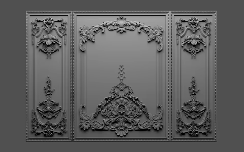 European-style wall plaster pieces 3d model