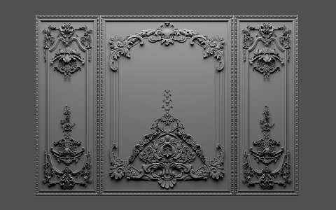 European-style wall plaster pieces 3d model