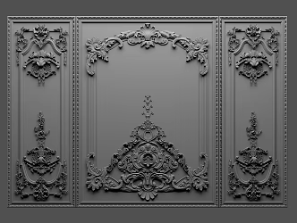 European-style wall plaster pieces 3d model