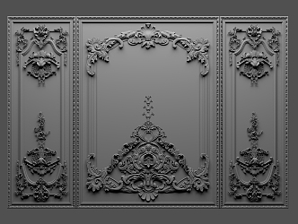 European-style wall plaster pieces 3d model