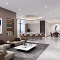 Modern Luxury Private Room With Sofa Chandelier And Dining Table 3d model