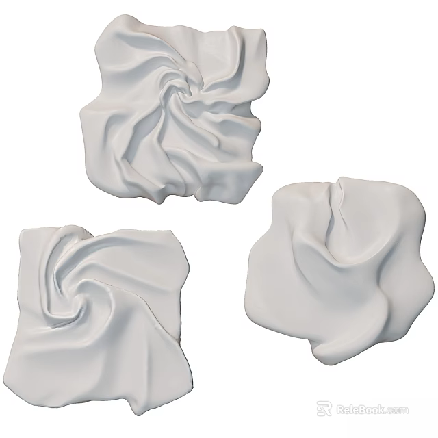 Three Piece Modern White Textured Wall Decor With Irregular Artistic Panels 3d model