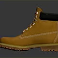 Yellow Work Boots With Orange Laces Black Collar And Durable Rubber Sole