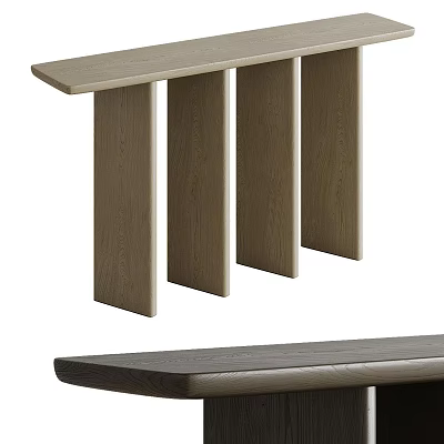 Minimalist Entryway Console Table And Side Cabinet With Wooden Finish And Simple Design Structure 3d model