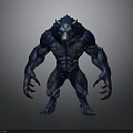 Mythical Blue Wolf Like Creature With Muscular Body And Red Markings
