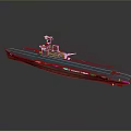 Detailed Aircraft Carrier Model As Water Transport Vehicle With Blue Deck And Island Structure