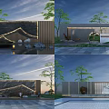 Modern Zen Feature Wall Design With Stone Accents Trees And Water Reflection