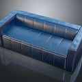 Spacious Blue Leather Sectional Sofa With Modern Stitched Design And Comfortable Seats 3d model
