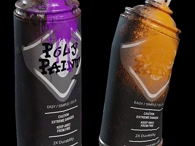 BLAZ PAINT Spray Paint Cans Purple And Orange With Easy Spray Extreme Coverage 3d model