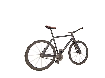 Modern Black Bicycle With Red Leather Seat And Large Spoked Wheels 3d model