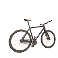 Modern Black Bicycle With Red Leather Seat And Large Spoked Wheels