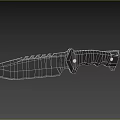 Tactical Black Knife With Serrated Blade Textured Handle And Red Logo Design