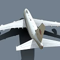 United States Airliner Exterior Featuring White Body Blue Stripe And Four Engines Design
