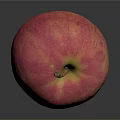 Fresh Ripe Red Yellow Apple with Green Stem on Smooth Gray Surface