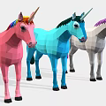Colorful Polygonal Unicorns In Various Hues Standing In A Line