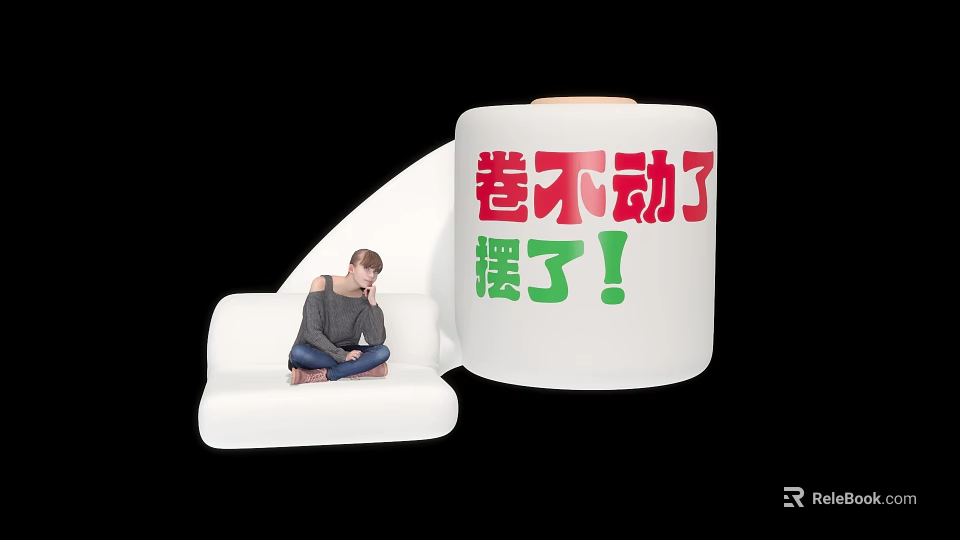 Giant Inflatable Toilet Paper Roll Model With Red Green Text And Human Figure 3d model 