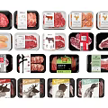 Fresh Packaged Meat Products With Various Types And Labeled Retail Packaging
