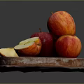 Fresh Whole And Sliced Apples On Rustic Wooden Cutting Board