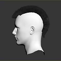 Game And Movie Character White Head Model With Spiked Black Mohawk Hairstyle