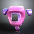 Cute 3D Scene Component With Pink Main Body Purple Ears And Gray Arrow Square