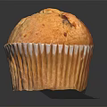 Fresh Baked Muffin With Chocolate Chips in Paper Liner on Black Background with Reflection