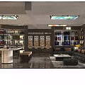 Modern Bookstore Interior With Well Organized Bookshelves And Front Counter Displaying Various Books